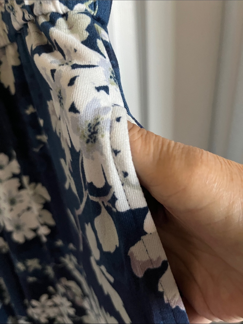 Navy Floral Jumpsuit with Cream Blossoms - Picture 4 of 9